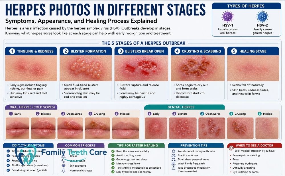 Herpes Photos in Different Stages